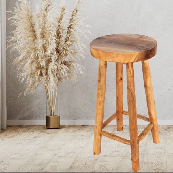 Barhocker BARRA H75cm Natural Suar Massivholz Stuhl Holzstuhl Sitzhocker Hocker
