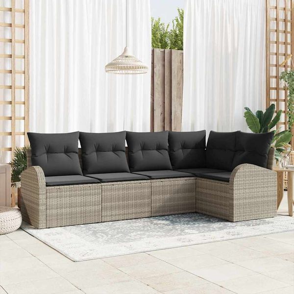 vidaXL Sofa Set mit Kissen Hellgrau Polyester 3346042