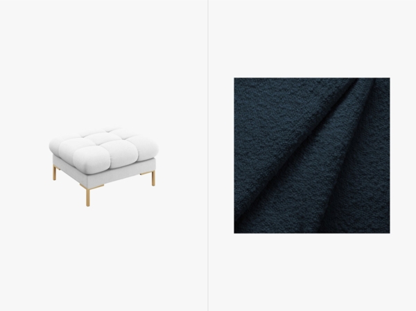 Micadoni Hocker Mamaia 1-Sitzer Boucle Baloo Dunkelblau goldene Beine