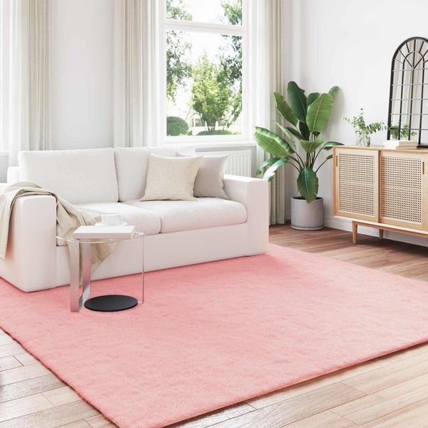 vidaXL Rutschfester Teppich aus Kunstkaninchenfell OLITE Rosa 42021709