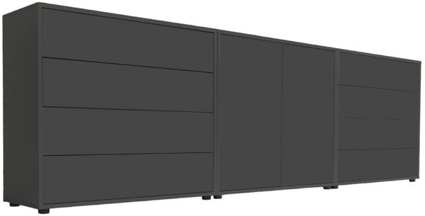 BMG Möbel Sideboard Mailand Set 4 (Schubladenkommode Sideboard Kommode Anrichte, in verschiedenen Farben), Push-to-open-Funktion, Anti-Fingerprint-Beschichtung