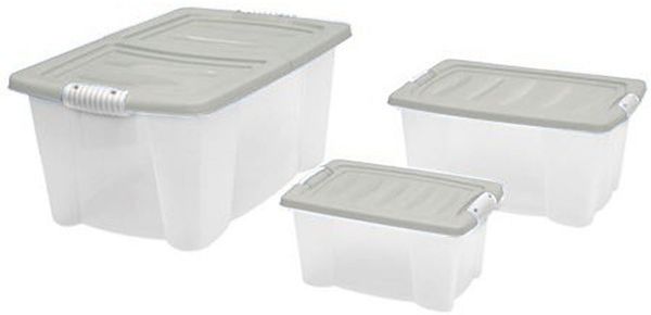 Allzweck-Stapelbox 3er-Set mit Deckel Aufbewahrungsbox Rollenbox Spielzeugkiste