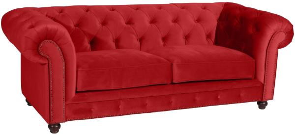 Sofa 2,5-Sitzer Kathe Bezug Samtvelours Buche nussbaum dunkel / rot 22490