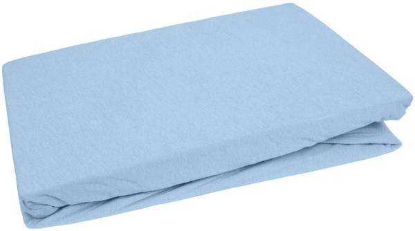 Bettwaesche-mit-Stil Jersey Spannbettlaken himmel blau 90 – 100 x200cm Höhe bis 20cm