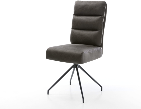 Esszimmerstuhl Pela-Flex Mikrofaser Anthrazit Vintage Kreuzgestell konisch Schwarz Taschenfederkern