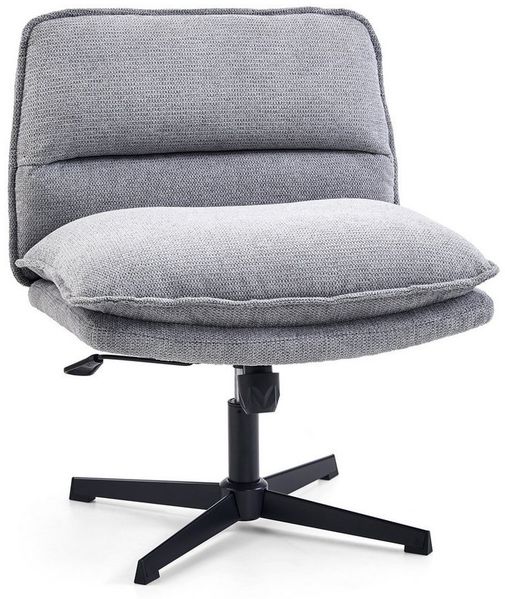 hjh LIVING Bürostuhl ohne Armlehnen, breiter Schneidersitz Stuhl mit gepolsterter Sitzfläche, ergonomischer Criss Cross Chair für Home Office, Wohnzimmer (Dunkelgrau)