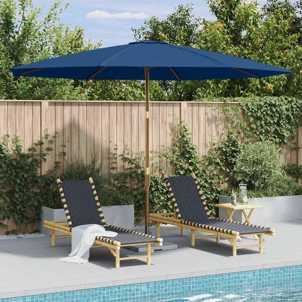 Sonnenschirm, Terrassenschirm mit Holzmast 350 cm Blau