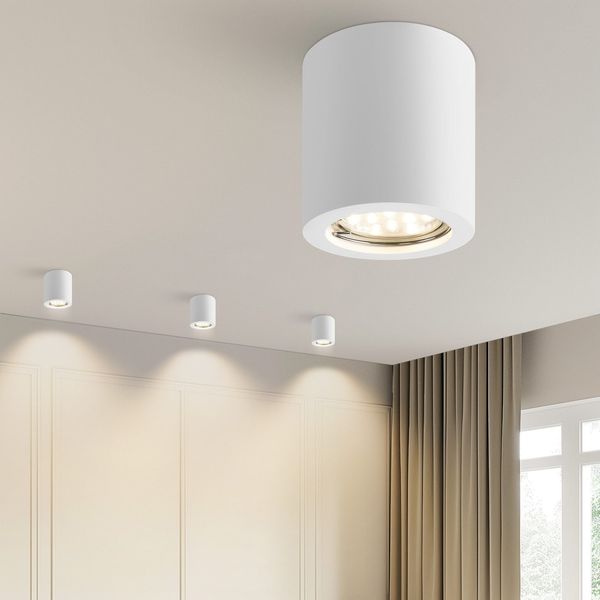 ZMH Aufbauspot weiß Aufbaustrahler rund: Aufbauleuchte GU10 Deckenspots Spots Deckenleuchte Aufputz aus Gips Modern klein Deckenlampe Max. 40W für Küche Wohnzimmer Esszimmer - Ohne Leuchtmittel