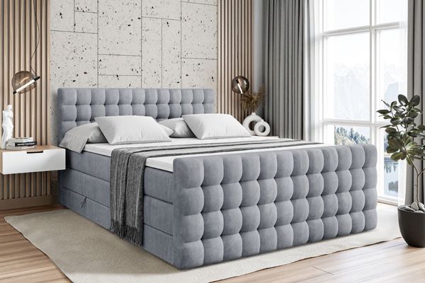 ALTDECOR Boxspringbett VIONE-Z KING (mit Matratze und Lattenrost Topper Polsterbett mit Bettkasten Boxbett), H4 Multipocket, H3 Bonellfederung, Doppelbett Springboxbett
