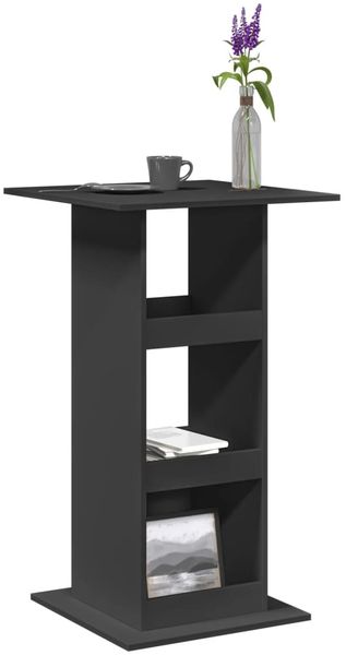 Bartisch, Stehtisch, Bistrotisch mit Ablagen Schwarz 60x60x102 cm Holzwerkstoff