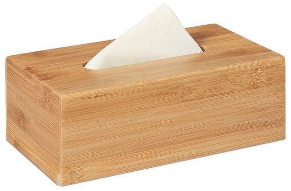 Relaxdays 2 x Kosmetiktücherbox aus Bambus