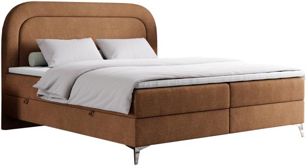 Boxspringbett, Schlafzimmerbett, Bettkasten - EIRA -160 x 200 cm - Orange Stoff - H3