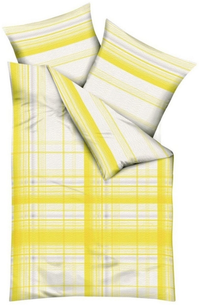 JACK Bettwäsche 135x200cm Facile Gelb Streifen, Seersucker, 2 teilig, frisches farbenfrohes Streifendesign, Reißverschluss Bild 5