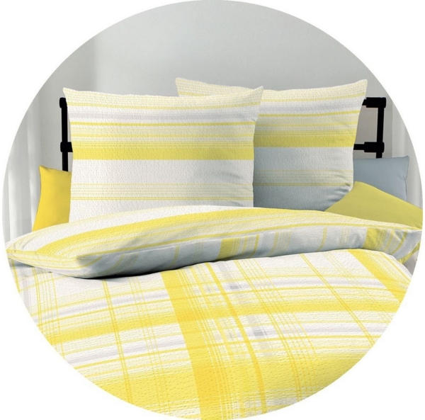 JACK Bettwäsche 135x200cm Facile Gelb Streifen, Seersucker, 2 teilig, frisches farbenfrohes Streifendesign, Reißverschluss Bild 3