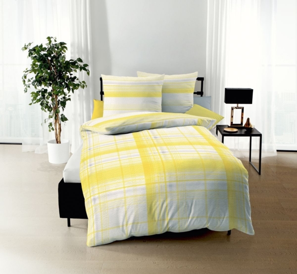 JACK Bettwäsche 135x200cm Facile Gelb Streifen, Seersucker, 2 teilig, frisches farbenfrohes Streifendesign, Reißverschluss Bild 2