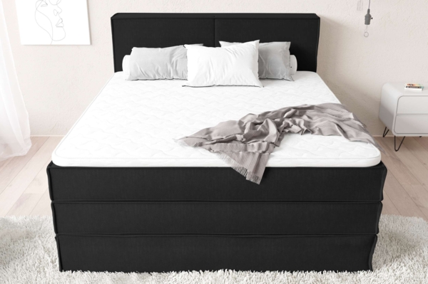 99rooms Santiago Boxspringbett Schwarz Strukturstoff INARI 120x200 cm Taschen-Federung Bild 4