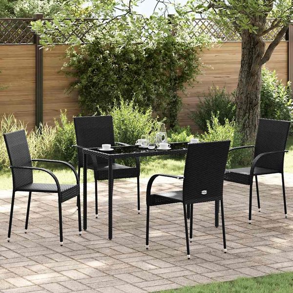 vidaXL Stapelbare Gartenstühle 4 Stk. Poly Rattan Schwarz 310084