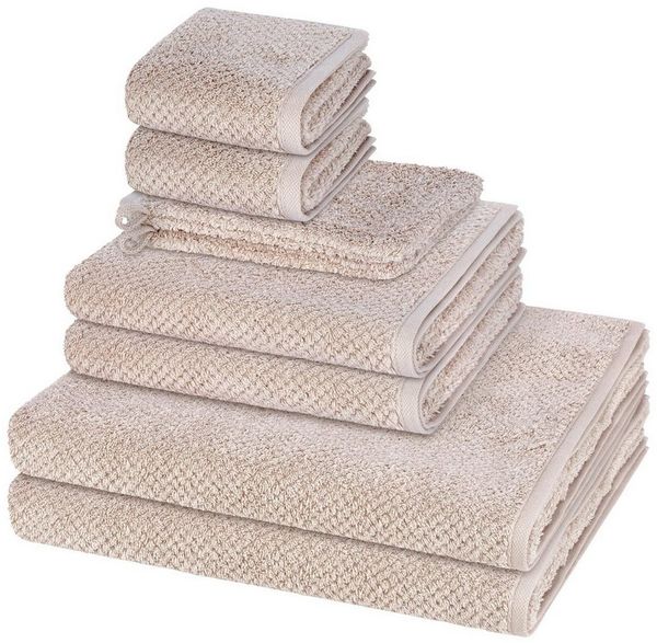 Cawö Handtuch Set Pure, Walkfrottee (Spar-Set, 8-St), 2 X Wasch- 2 X Gäste- 2 X Dusch- 2 X Handtuch im Set - Baumwolle