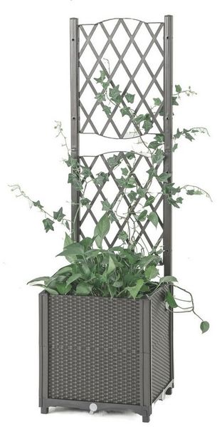 KOMFOTTEU Blumenkasten, Hochbeet mit Rankgitter für Kletterpflanzen & Topfpflanzen
