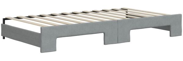 vidaXL Tagesbett Ausziehbar mit Matratze Hellgrau 100x200 cm Stoff 3197449 Bild 5