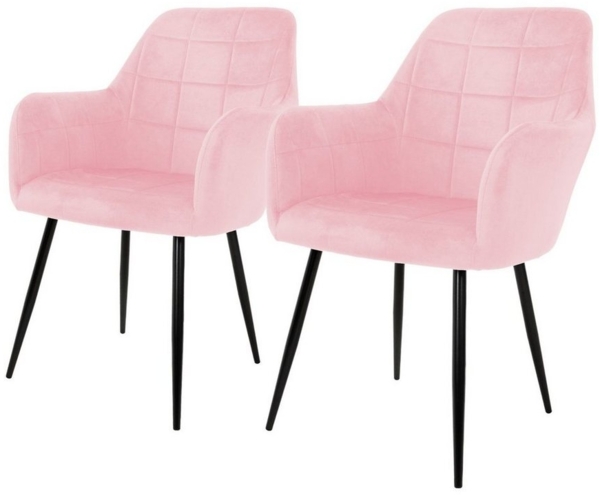 ML-DESIGN Stuhl Esszimmerstuhl ergonomisch & gepolstert Esstischstuhl mit Rückenlehnen (2 St), Wohnzimmerstuhl Rosa Samtbezug Metallbeine Küchenstuhl Polsterstuhl
