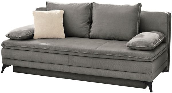 Schlafsofa Laurica / Laurin, Stoff, Grau, 202 x 90 x 105 cm
