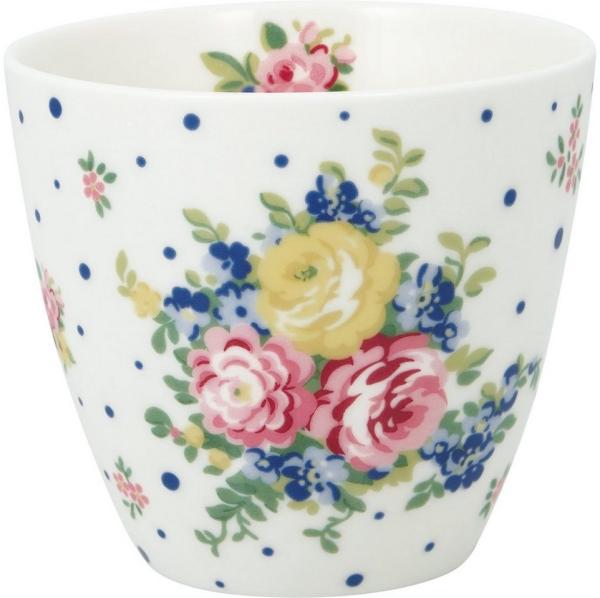 Greengate Latte Cup Laura White Tasse Steingut Weiß Blumen