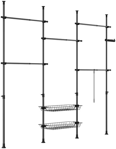 SoBuy KLS04-II-SCH Garderobenständer, Metall, Pulverbeschichtung, Schwarz, 62 x 200 x 75 cm