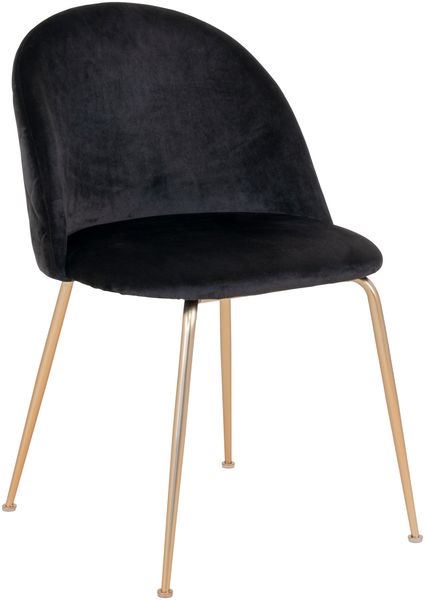 Polsterstuhl >Geneva< (2er-Set) in Schwarz, Velour - 51x78x52cm (BxHxT)