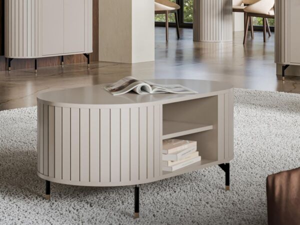 Compleo Couchtisch mit Ablagefach, Tee Tisch, Glamour design, Lamellen optik MODERNO