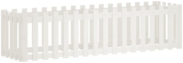vidaXL Hochbeet Lattenzaun-Design Weiß 200x50x50 cm Massivholz Kiefer 832508