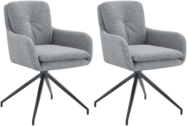 CLP 2er Set Esszimmerstühle Pickett Stoffbezug 180° Schwenkfunktion bis 150 kg,grau