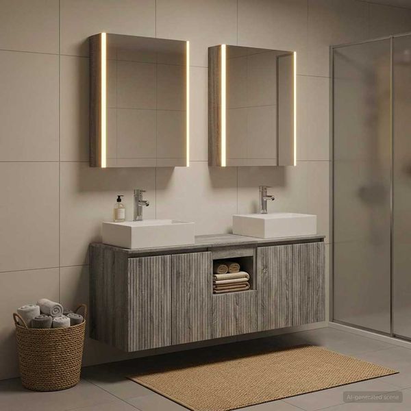 vidaXL Badezimmerschrank-Set 5 pcs Grau Sonoma Holzwerkstoff 3406412