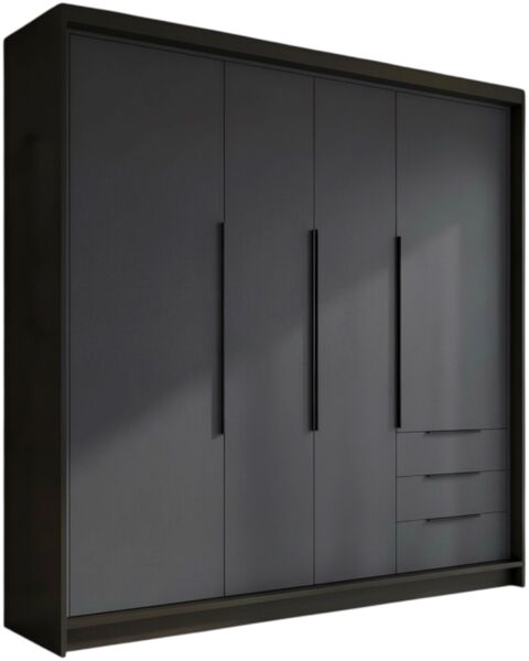 Schwebetürenschrank KLARI 2-türig Schrank 200 cm (mit Spiegel) Farbe: Schwarz, Graphit, Graphit Bild 2