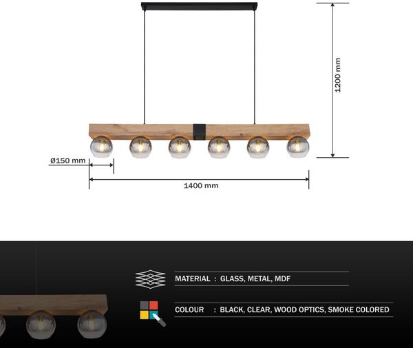 Hängeleuchte Esszimmer Hängelampe Wohnzimmer Pendellampe Holz 15656-6H Bild 7