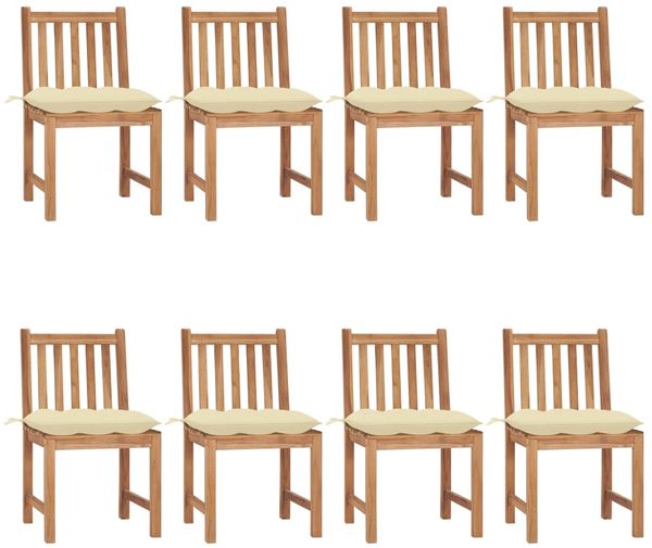 vidaXL Gartenstühle 8 Stk. mit Kissen Massivholz Teak 3073159