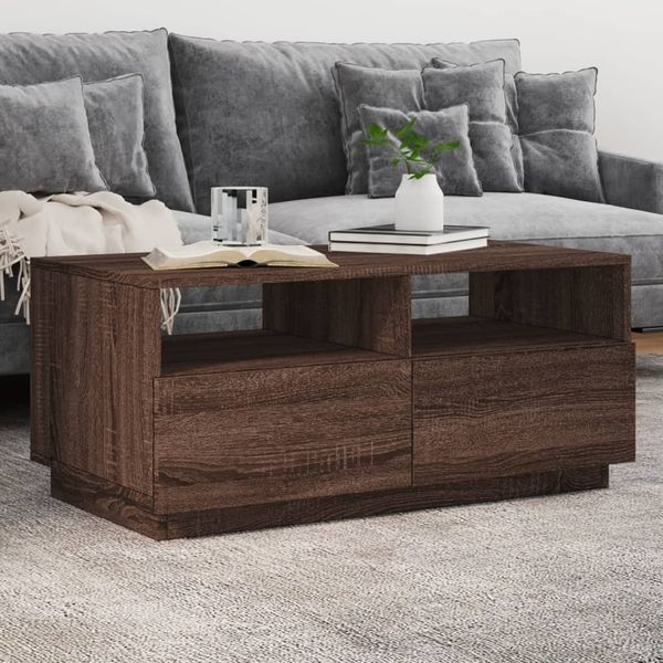 vidaXL Couchtisch mit LED-Leuchten Braun Eichen-Optik 90x49x40 cm 839839