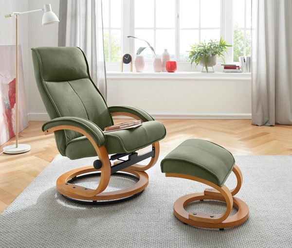 INOSIGN Relaxsessel Lille, TV-Sessel, Sessel mit Hocker, Wohnzimmer, Schlaffunktion, Luxus-Microfaser Bezug und Holzgestell, Sitzhöhe 46 cm
