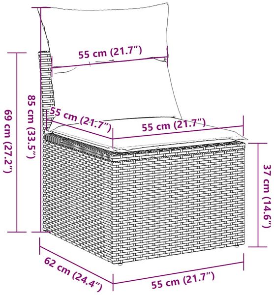 vidaXL 8-tlg. Garten-Sofagarnitur mit Kissen Braun Poly Rattan 3220442 Bild 11