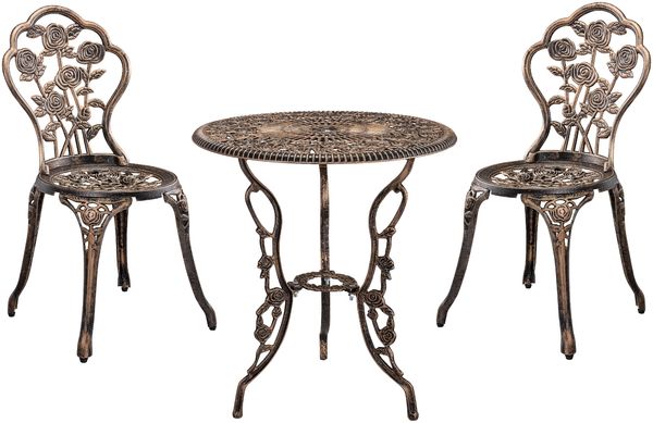 Gartenmöbelset Wakefield Tisch rund mit 2 Stühlen Gusseisen Bronze casa. pro