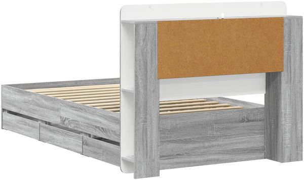 vidaXL Bettgestell mit Stauraum Grau Sonoma 90 x 200 cm Holzwerkstoff 3434018 Bild 6