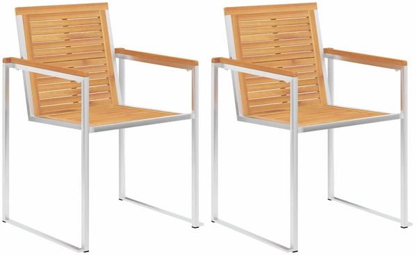 vidaXL Gartenstühle mit Kissen 2 Stk. Massivholz Teak und Stahl 3061515 Bild 2
