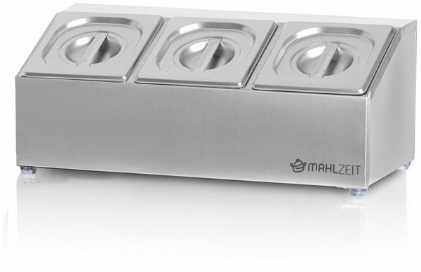 Mahlzeit Aufbewahrungssystem Edelstahl Zutatenbehälter, 3 x 1/6 GN Behälter mit Gummifüße, Edelstahl