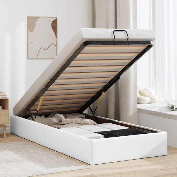 vidaXL Ottoman-Bett ohne Matratze Weiß 90x190 cm Kunstleder 3310775