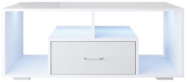 SONNI Couchtisch Couchtisch, Kaffeetisch, Sofatisch, 100x55x40cm, modern Design, weißhochglanz, 2 Schubladen und offenen Ablagefächern