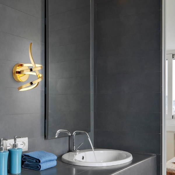 LED Wandleuchte, Alu gold, opal, geschwungen, H 35 cm Bild 3