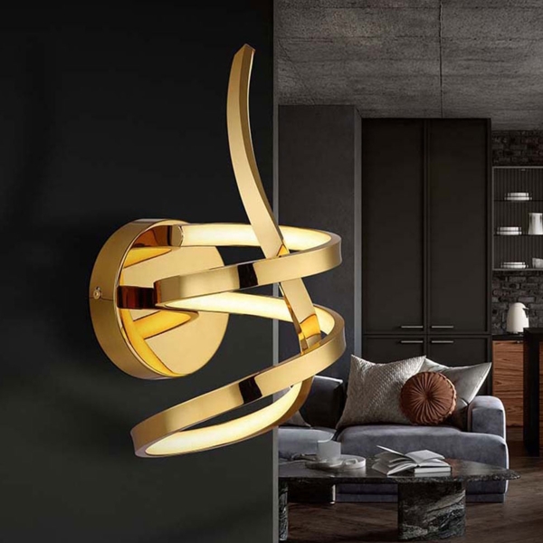 LED Wandleuchte, Alu gold, opal, geschwungen, H 35 cm Bild 6