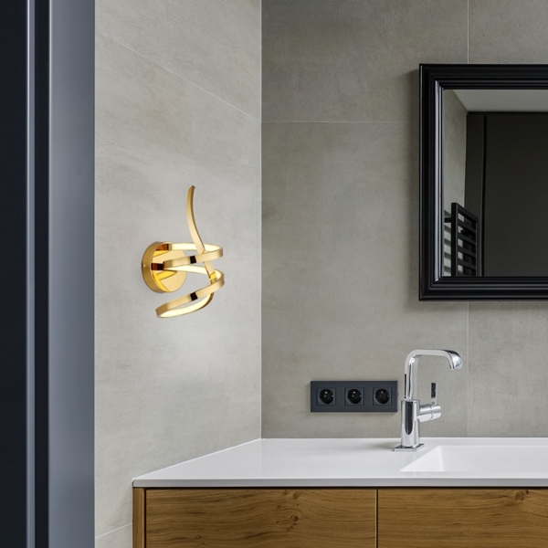 LED Wandleuchte, Alu gold, opal, geschwungen, H 35 cm Bild 4