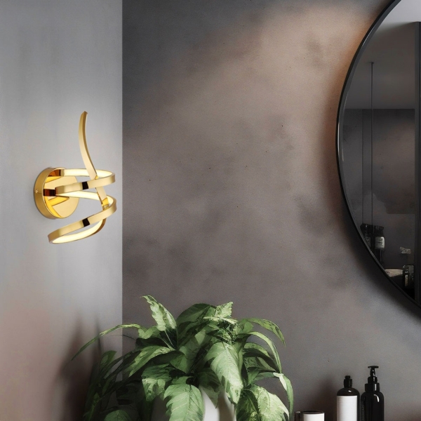 LED Wandleuchte, Alu gold, opal, geschwungen, H 35 cm Bild 2