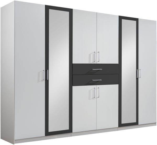 Kleiderschrank >Drugi II< in Weiß Graphit - 270x208x58cm (BxHxT)